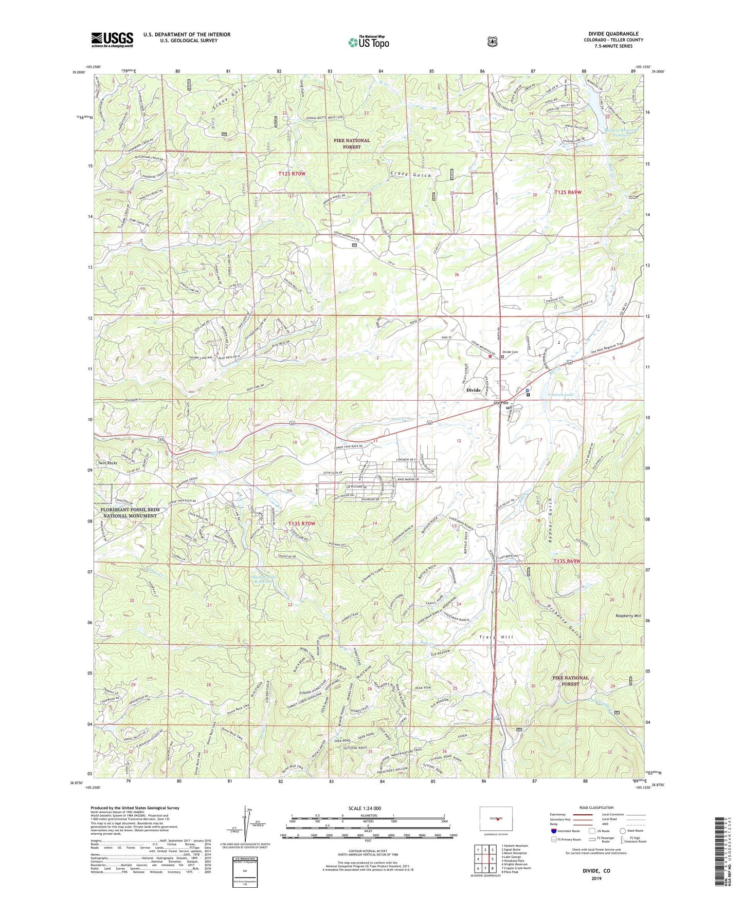 Divide Colorado US Topo Map Image