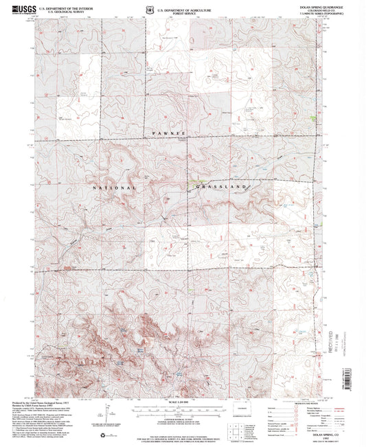 Classic USGS Dolan Spring Colorado 7.5'x7.5' Topo Map Image