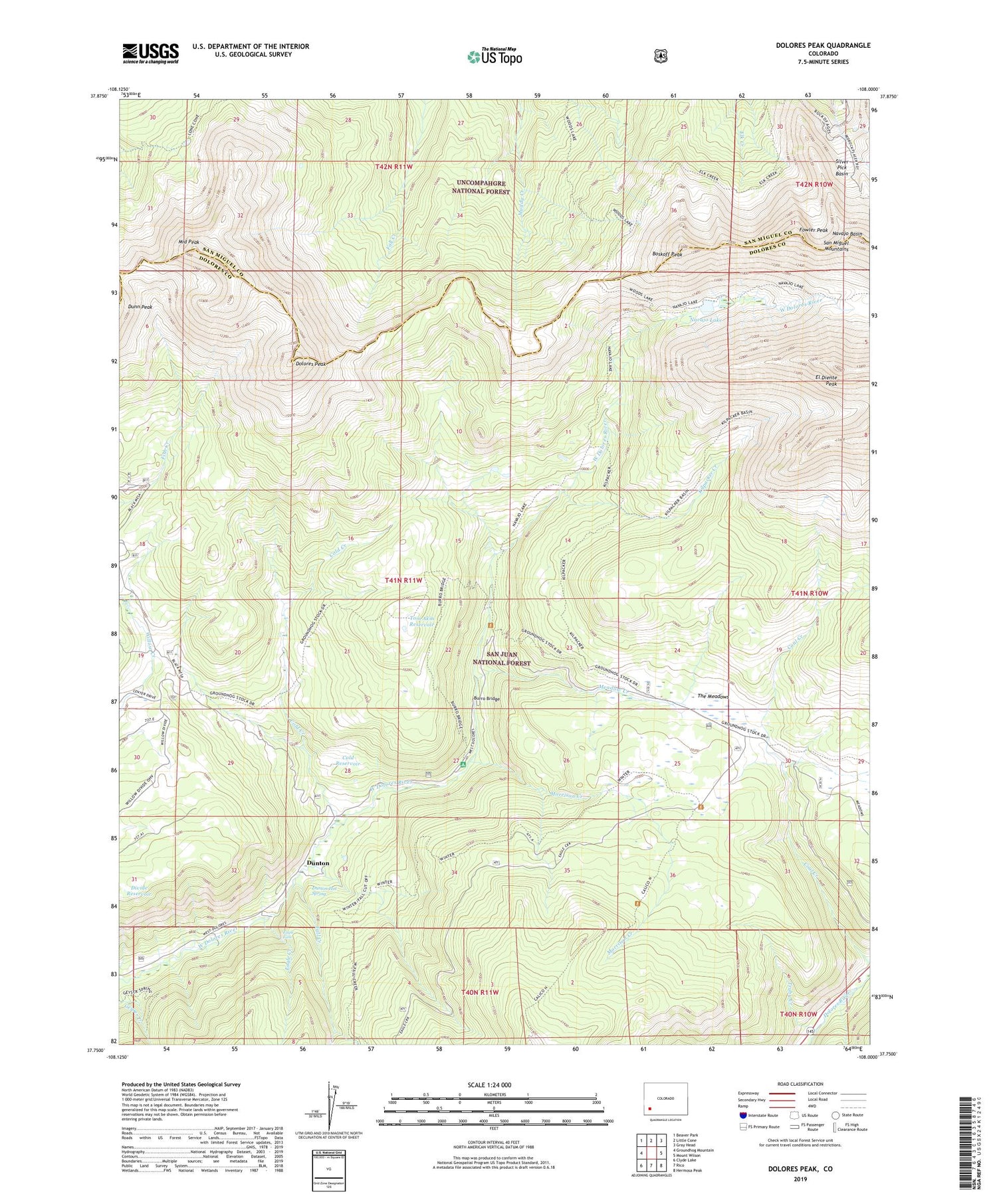 Dolores Peak Colorado US Topo Map Image