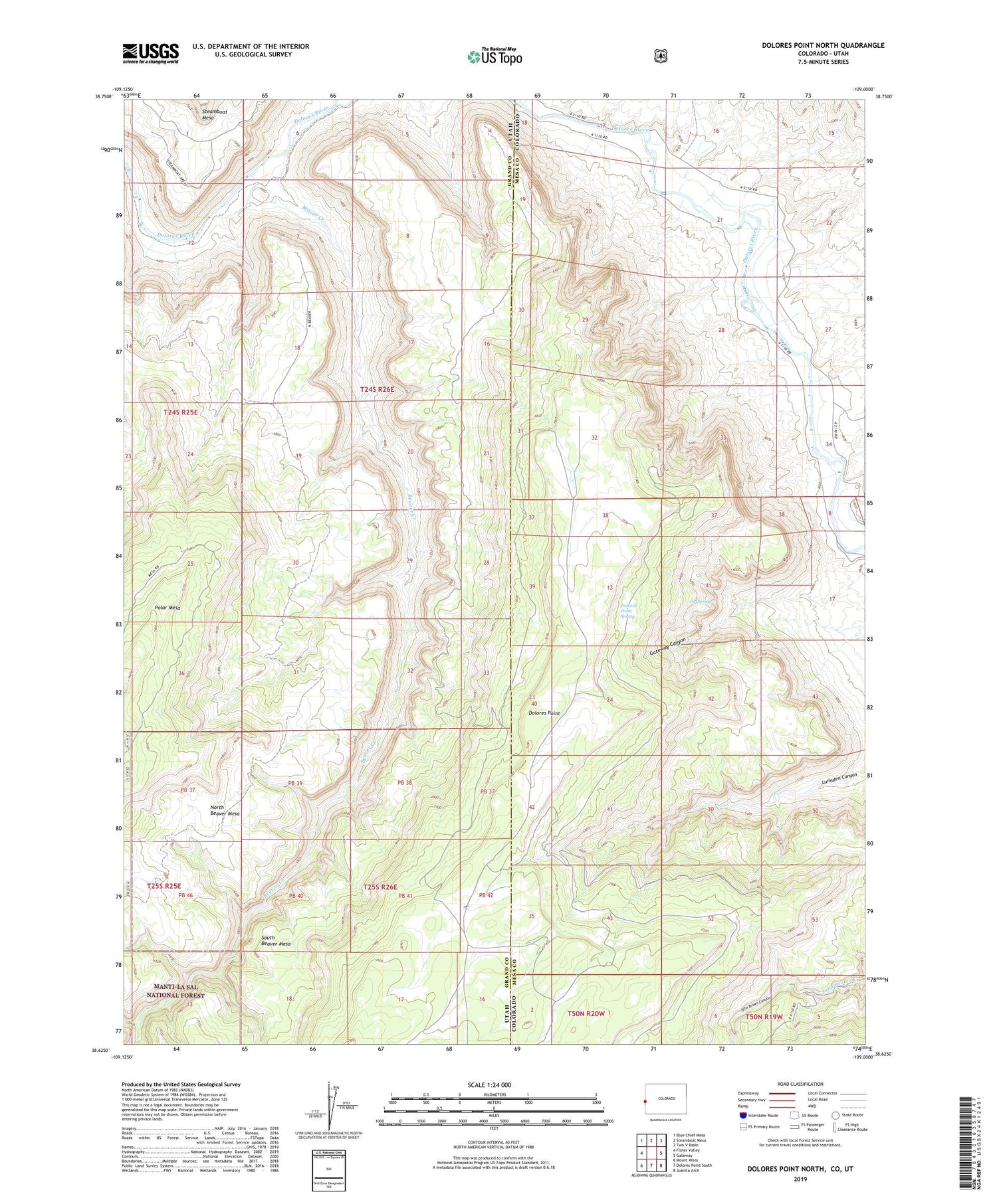 Dolores Point North Colorado US Topo Map Image
