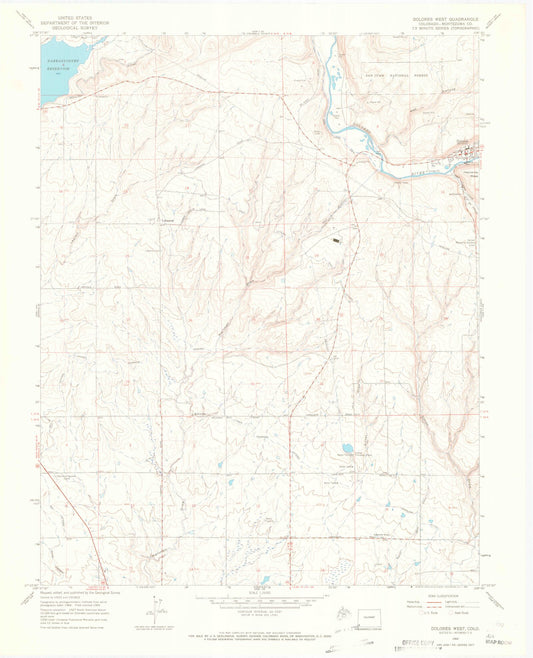 Classic USGS Dolores West Colorado 7.5'x7.5' Topo Map Image