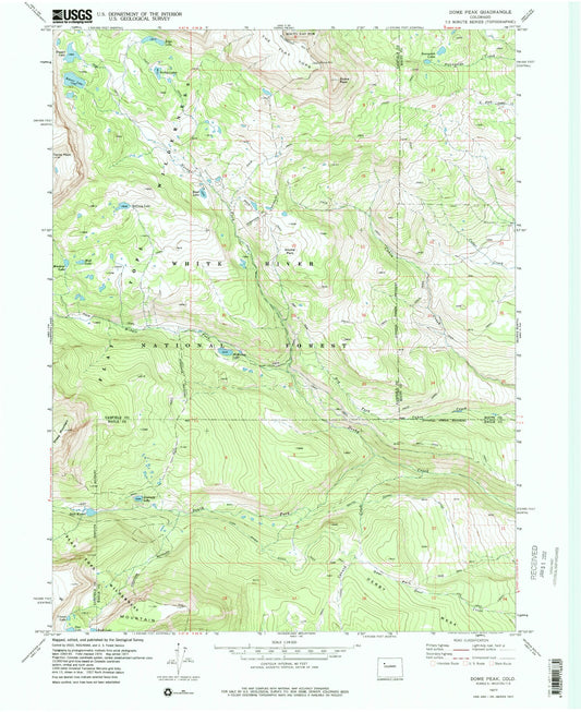 USGS Classic Dome Peak Colorado 7.5'x7.5' Topo Map Image