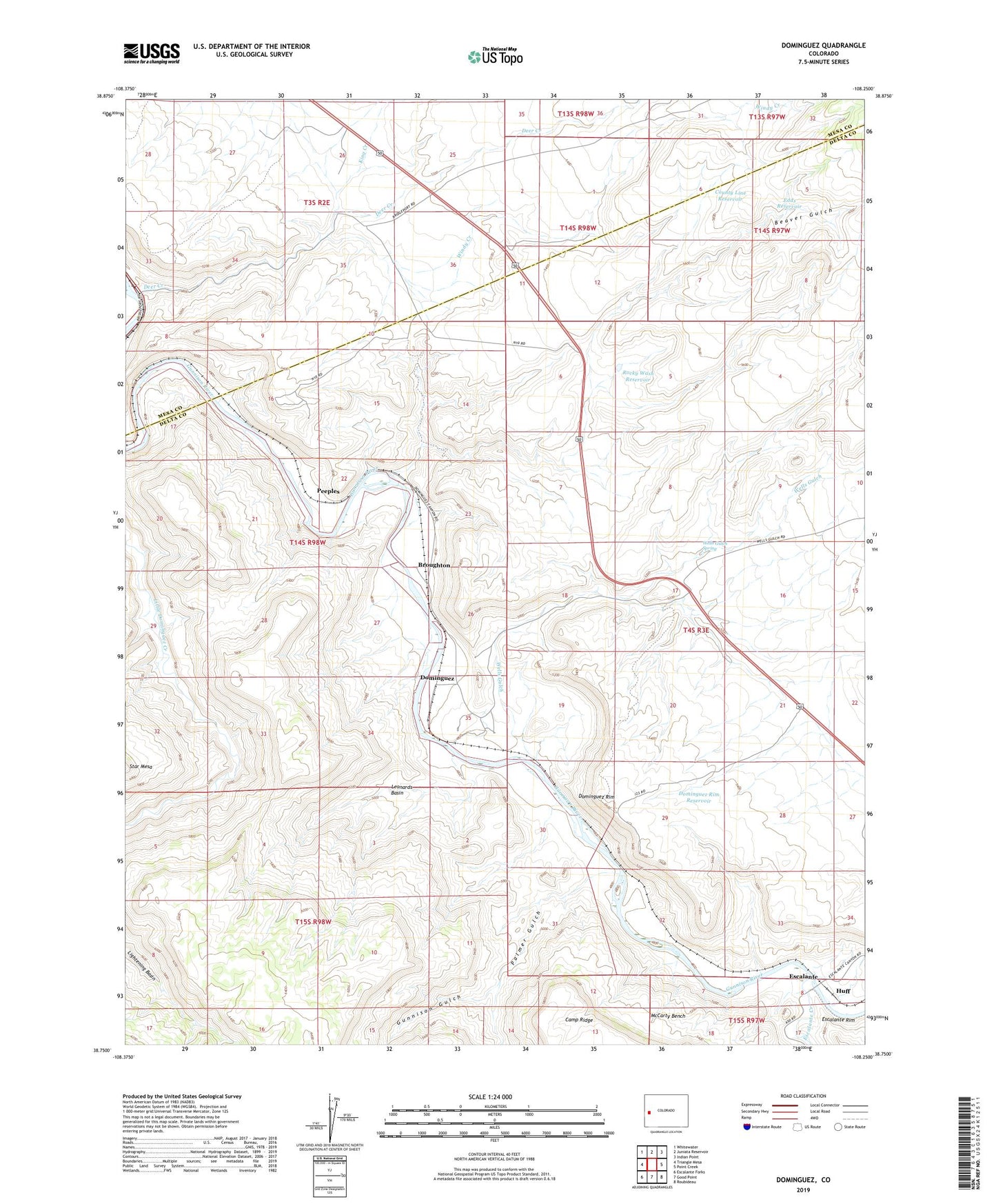 Dominguez Colorado US Topo Map Image