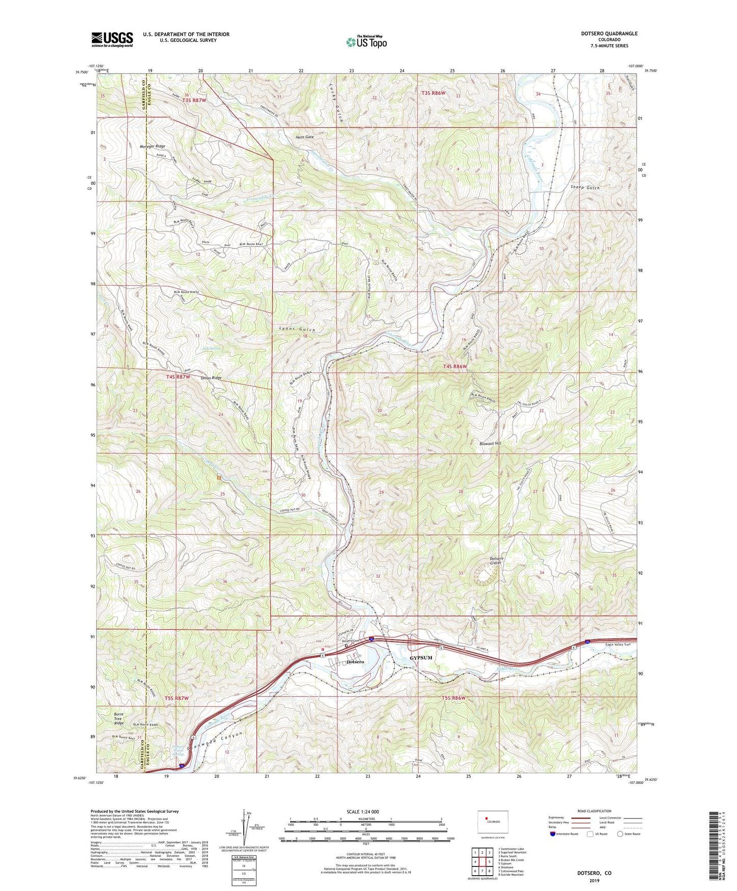 Dotsero Colorado US Topo Map Image