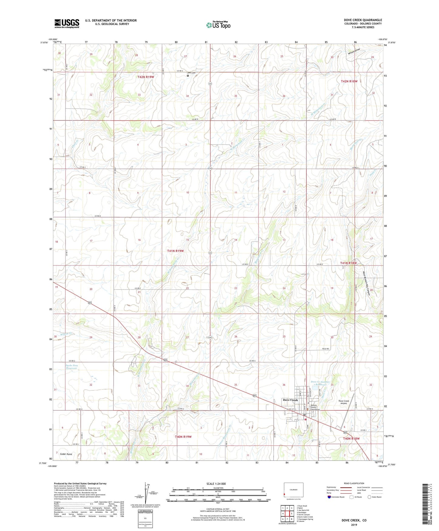 Dove Creek Colorado US Topo Map Image