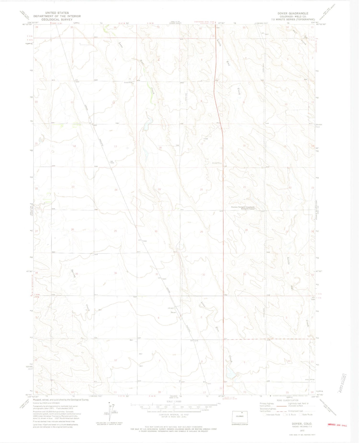 Classic USGS Dover Colorado 7.5'x7.5' Topo Map Image