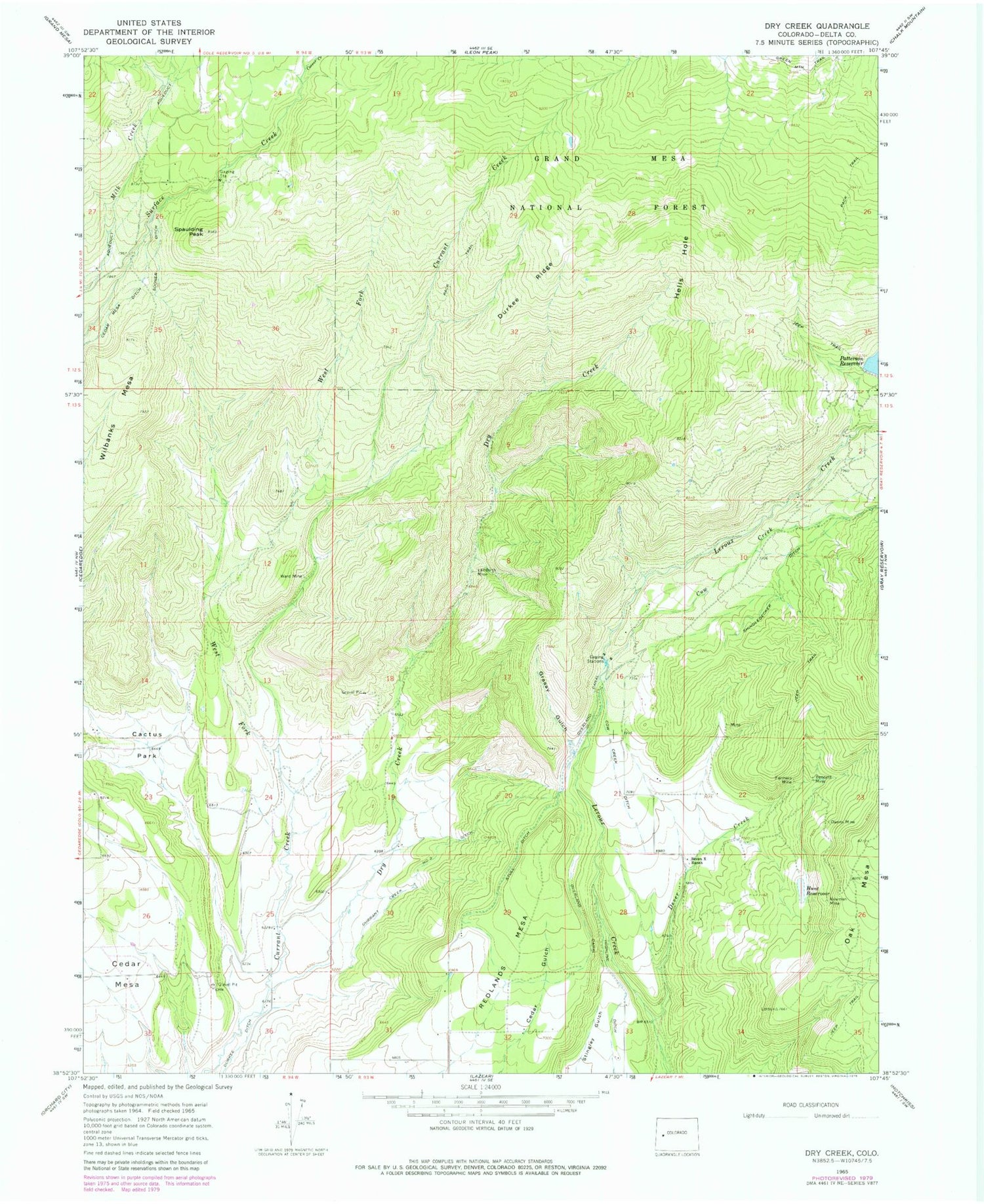 Classic USGS Dry Creek Colorado 7.5'x7.5' Topo Map Image