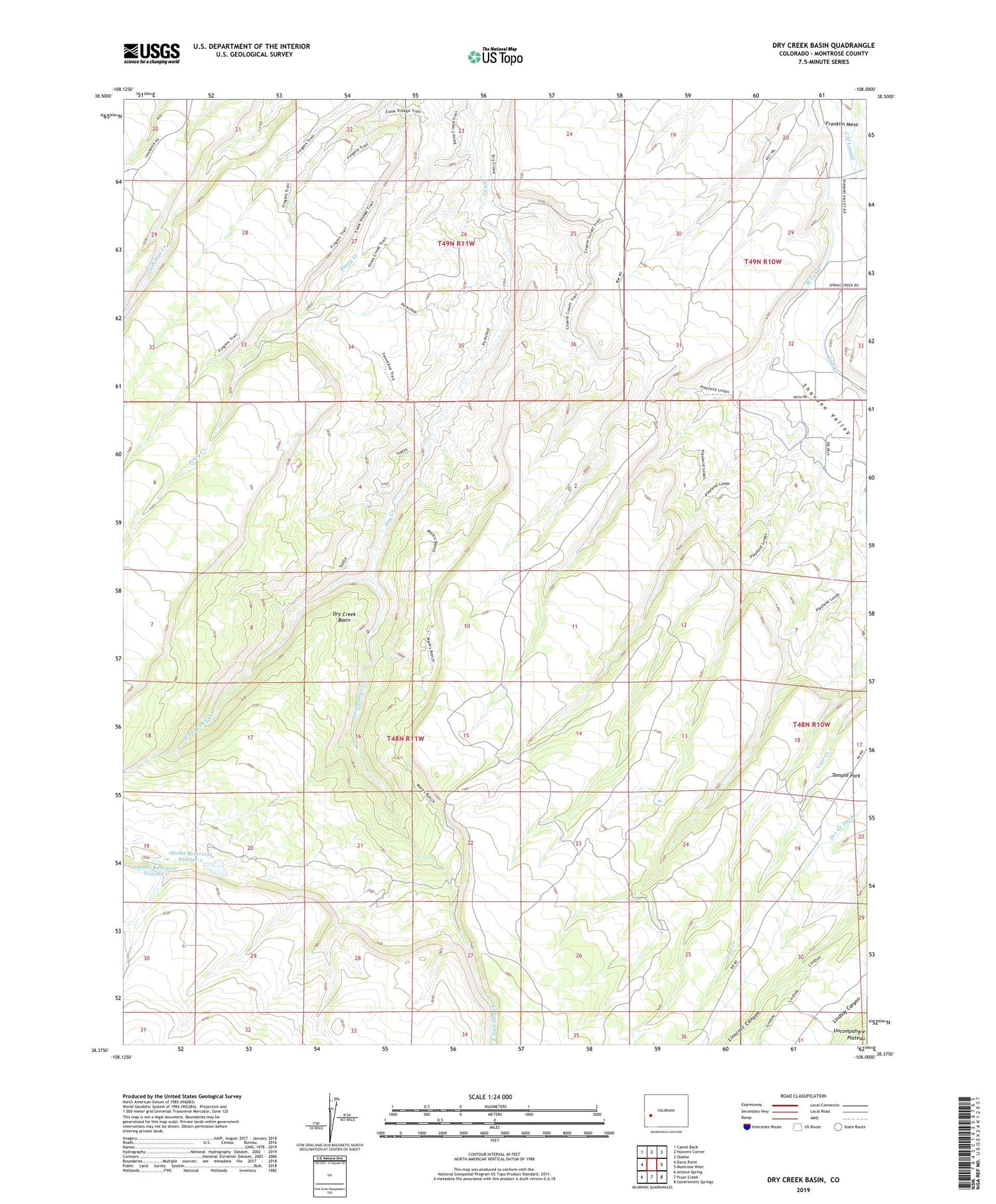 Dry Creek Basin Colorado US Topo Map Image