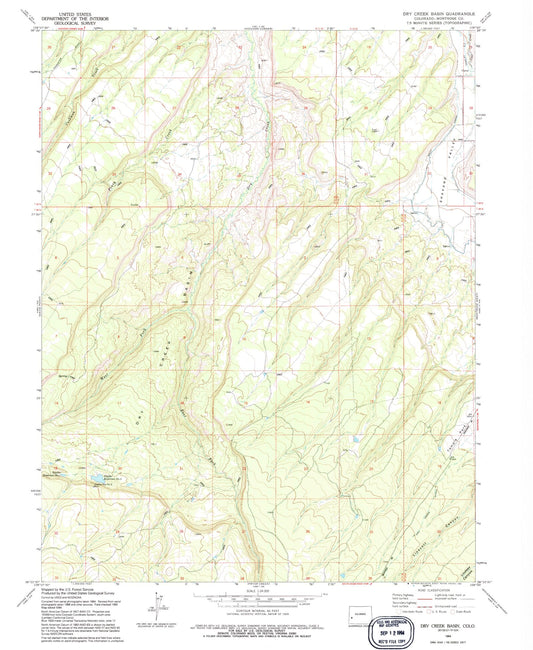 Classic USGS Dry Creek Basin Colorado 7.5'x7.5' Topo Map Image