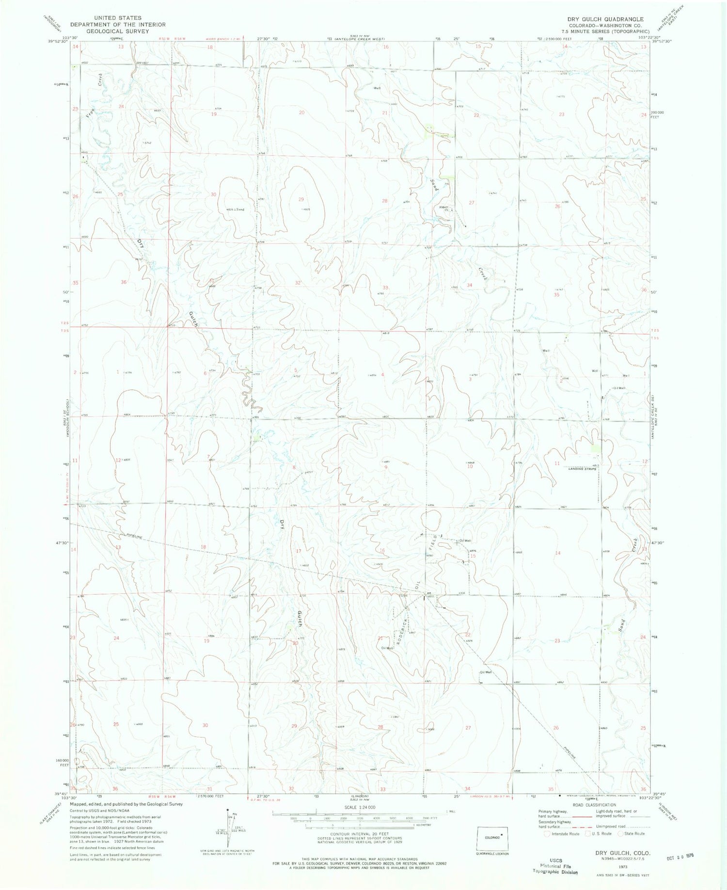 Classic USGS Dry Gulch Colorado 7.5'x7.5' Topo Map Image