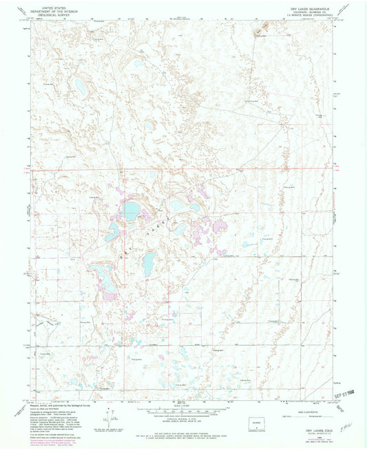 Classic USGS Dry Lakes Colorado 7.5'x7.5' Topo Map Image
