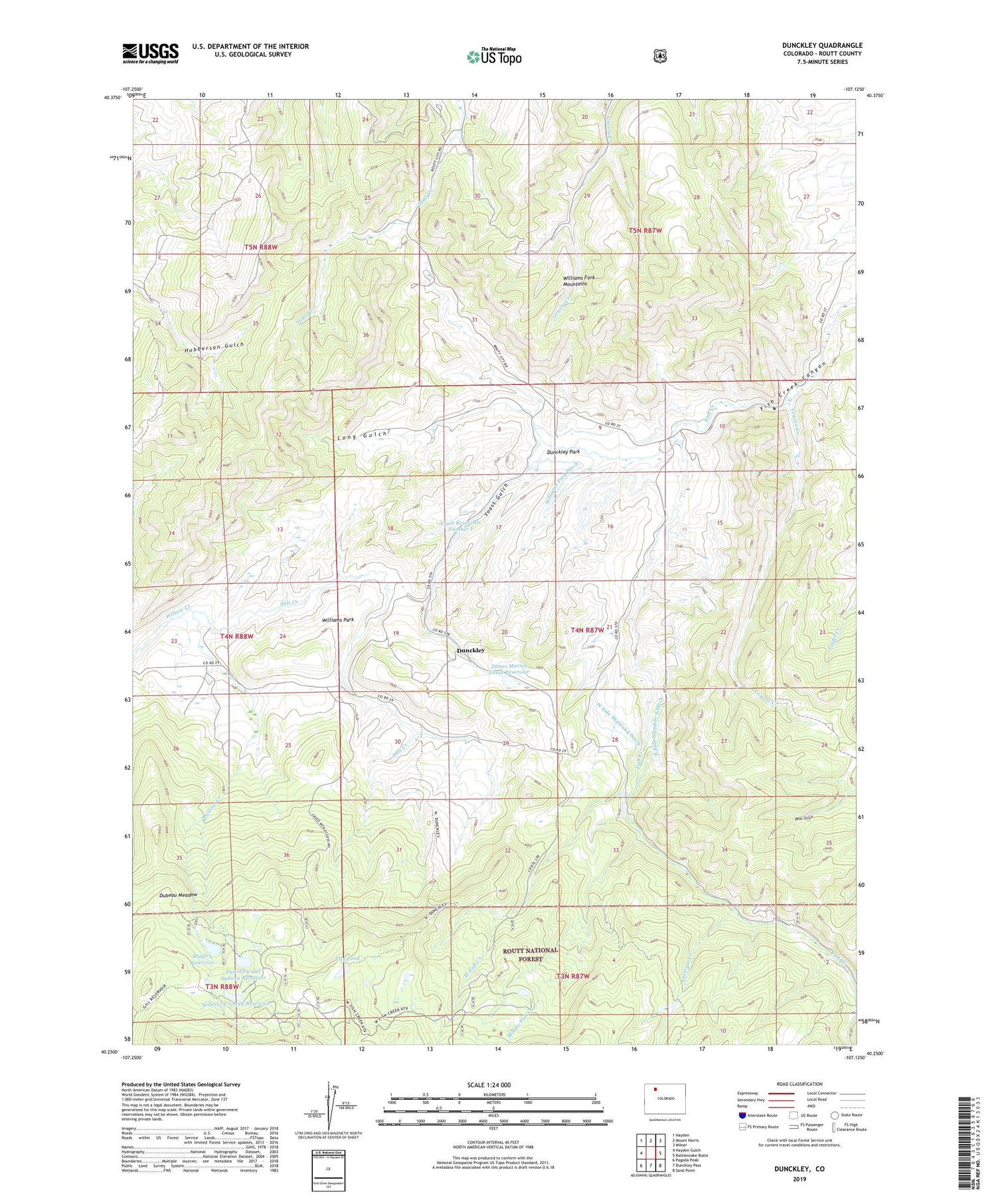 Dunckley Colorado US Topo Map Image