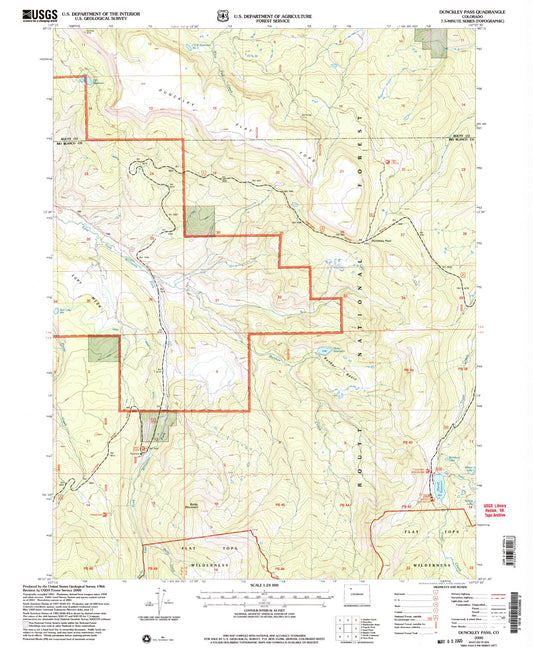 Classic USGS Dunckley Pass Colorado 7.5'x7.5' Topo Map Image