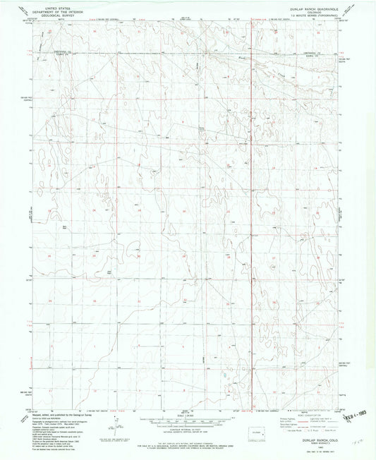 Classic USGS Dunlap Ranch Colorado 7.5'x7.5' Topo Map Image