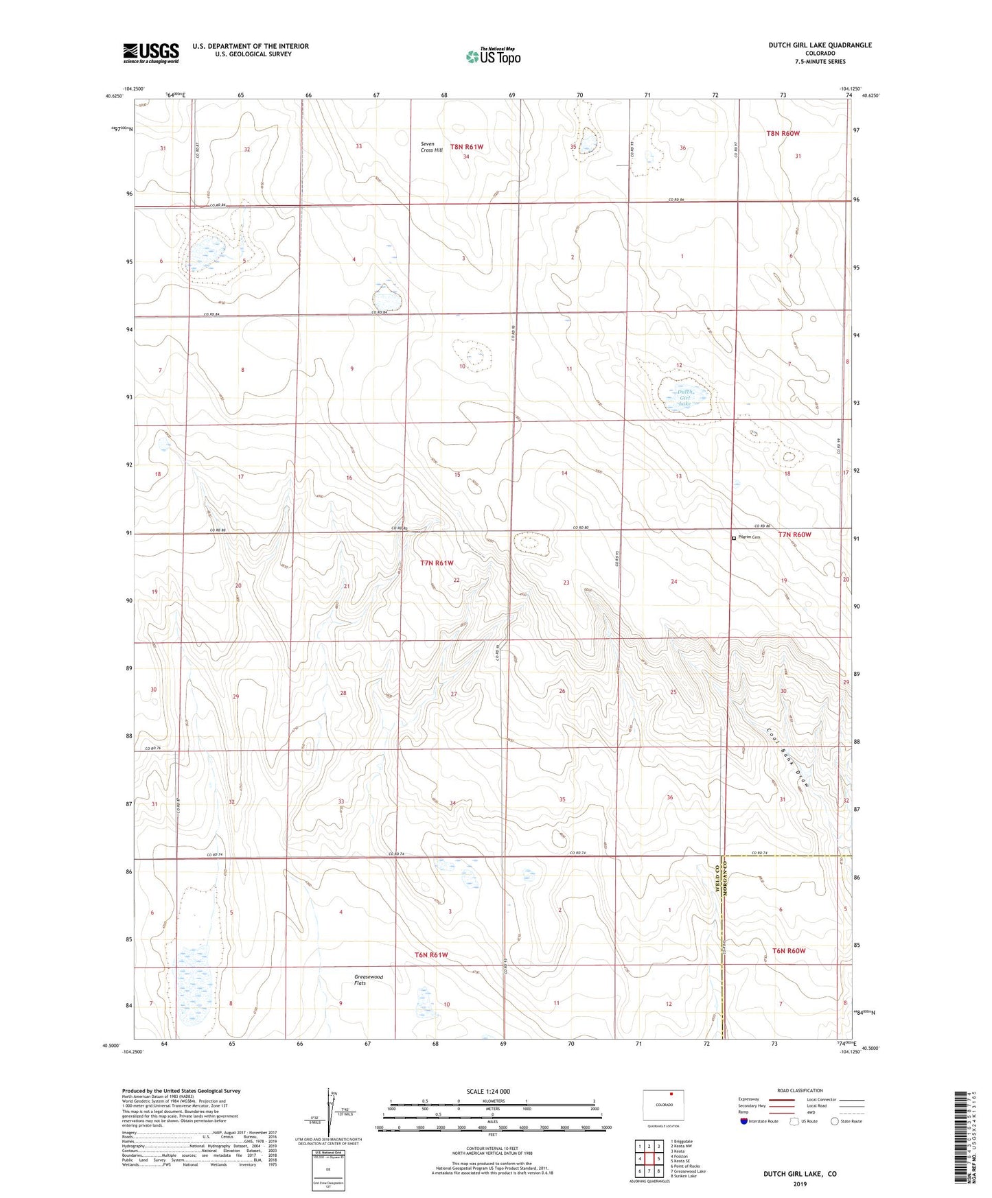 Dutch Girl Lake Colorado US Topo Map Image