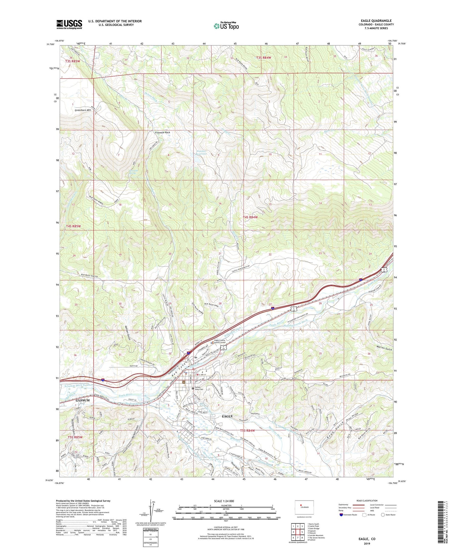 Eagle Colorado US Topo Map Image