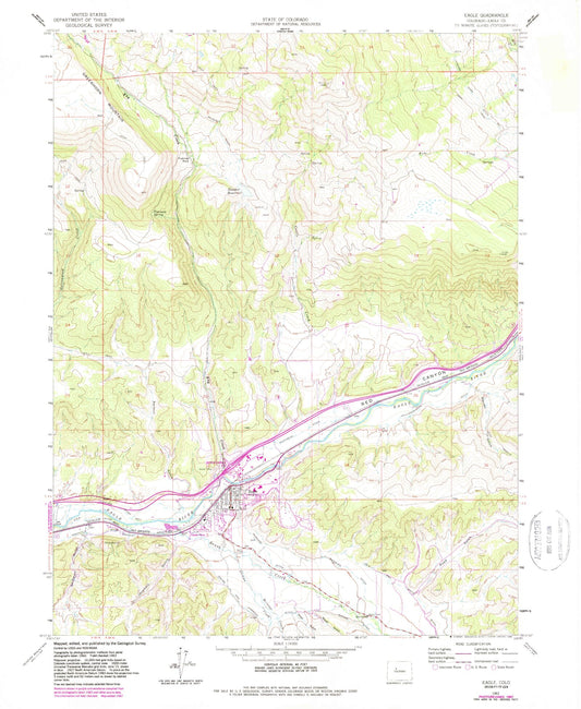 Classic USGS Eagle Colorado 7.5'x7.5' Topo Map Image