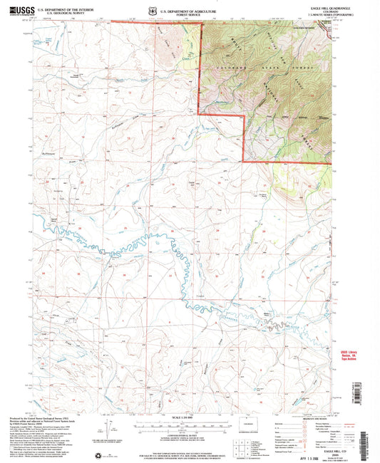 Classic USGS Eagle Hill Colorado 7.5'x7.5' Topo Map Image