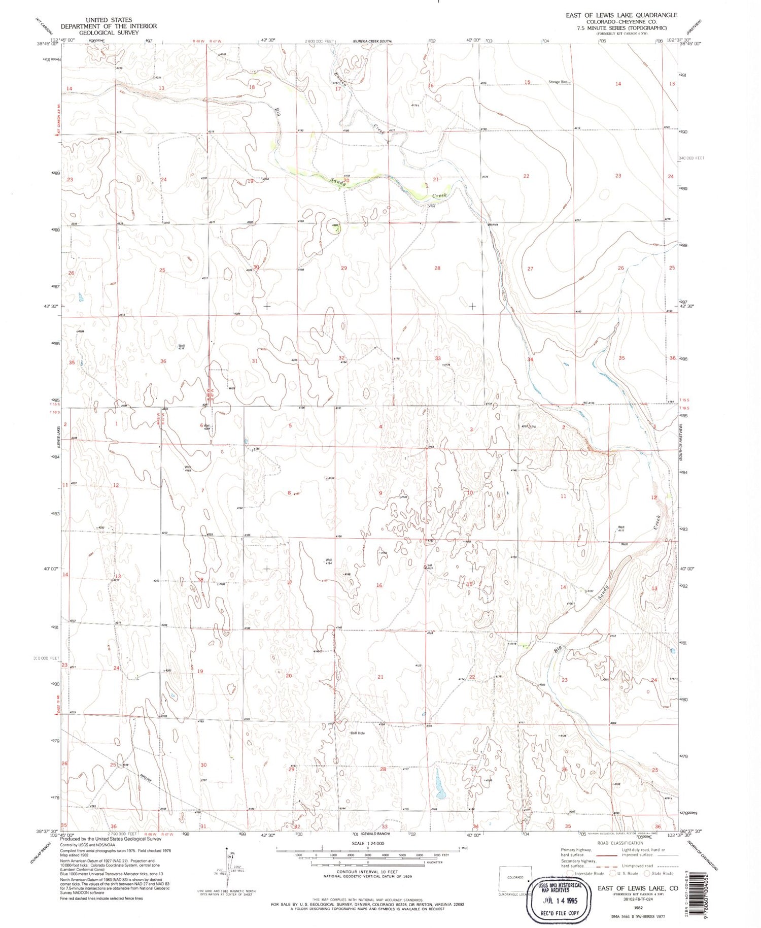 Classic USGS East of Lewis Lake Colorado 7.5'x7.5' Topo Map Image