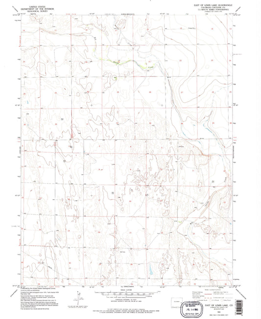 Classic USGS East of Lewis Lake Colorado 7.5'x7.5' Topo Map Image