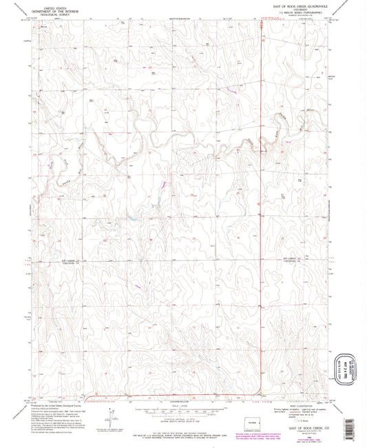 Classic USGS East of Rock Creek Colorado 7.5'x7.5' Topo Map Image