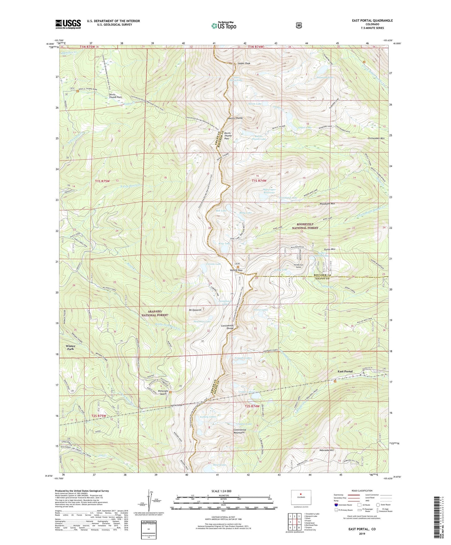 East Portal Colorado US Topo Map Image