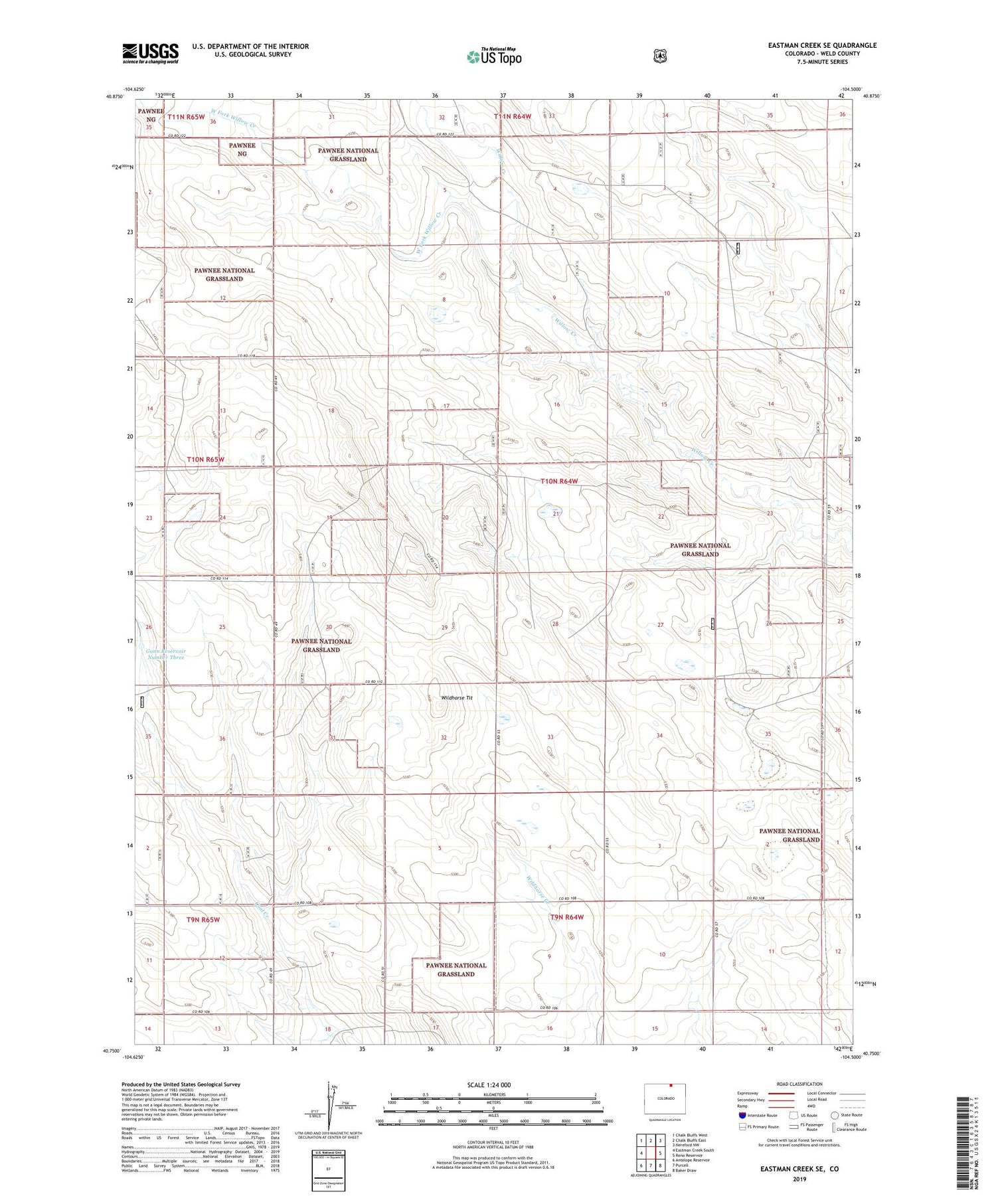 Eastman Creek SE Colorado US Topo Map Image