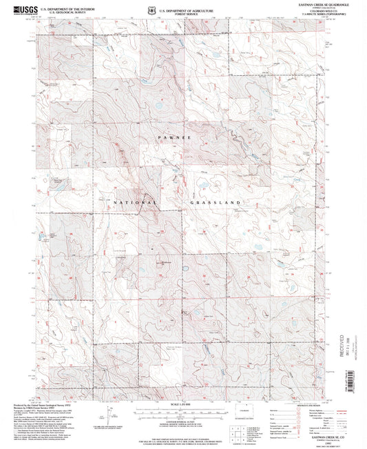 Classic USGS Eastman Creek SE Colorado 7.5'x7.5' Topo Map Image