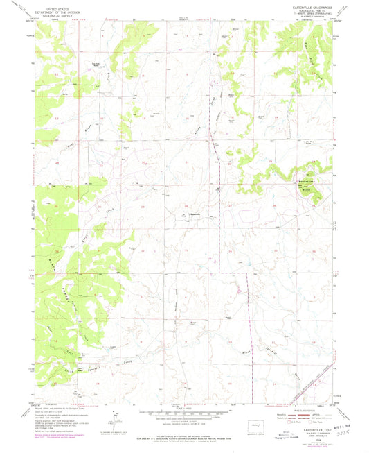 Classic USGS Eastonville Colorado 7.5'x7.5' Topo Map Image