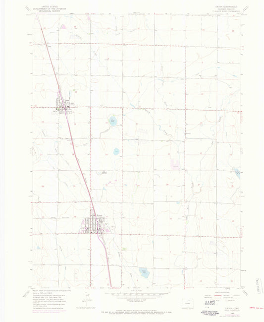 Classic USGS Eaton Colorado 7.5'x7.5' Topo Map Image