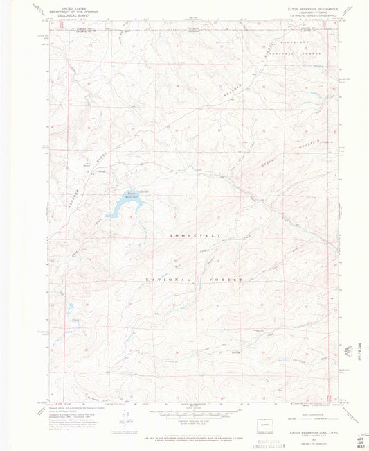 Classic USGS Eaton Reservoir Colorado 7.5'x7.5' Topo Map Image