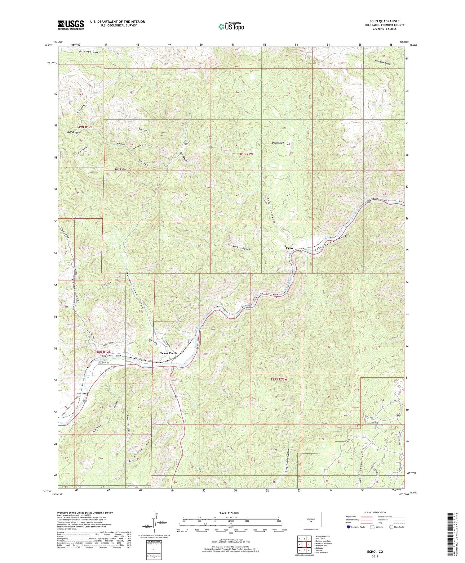 Echo Colorado US Topo Map Image