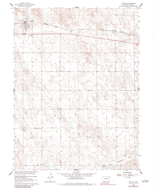 Classic USGS Eckley Colorado 7.5'x7.5' Topo Map Image