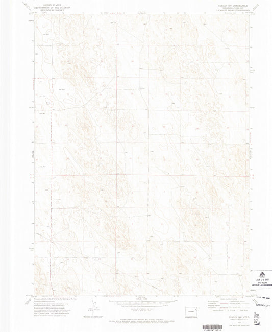Classic USGS Eckley NW Colorado 7.5'x7.5' Topo Map Image