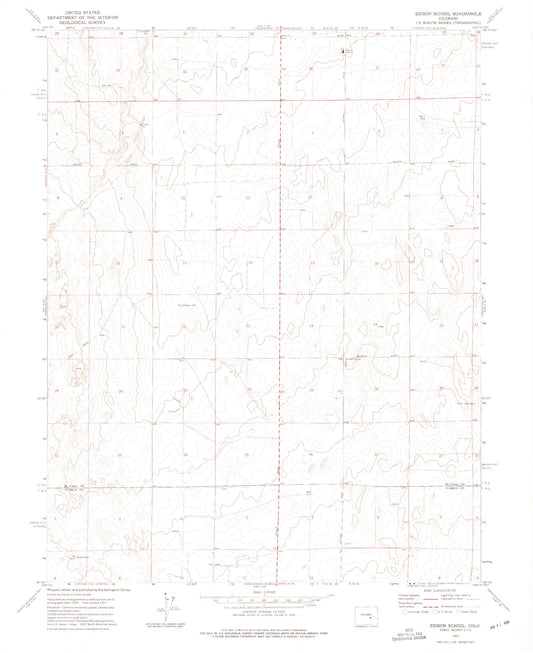 Classic USGS Edison School Colorado 7.5'x7.5' Topo Map Image