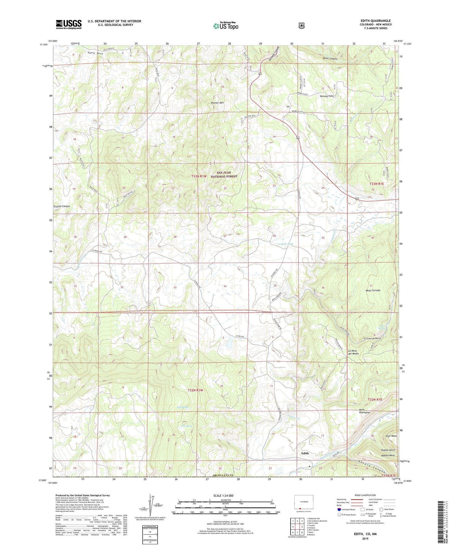 Edith Colorado US Topo Map Image