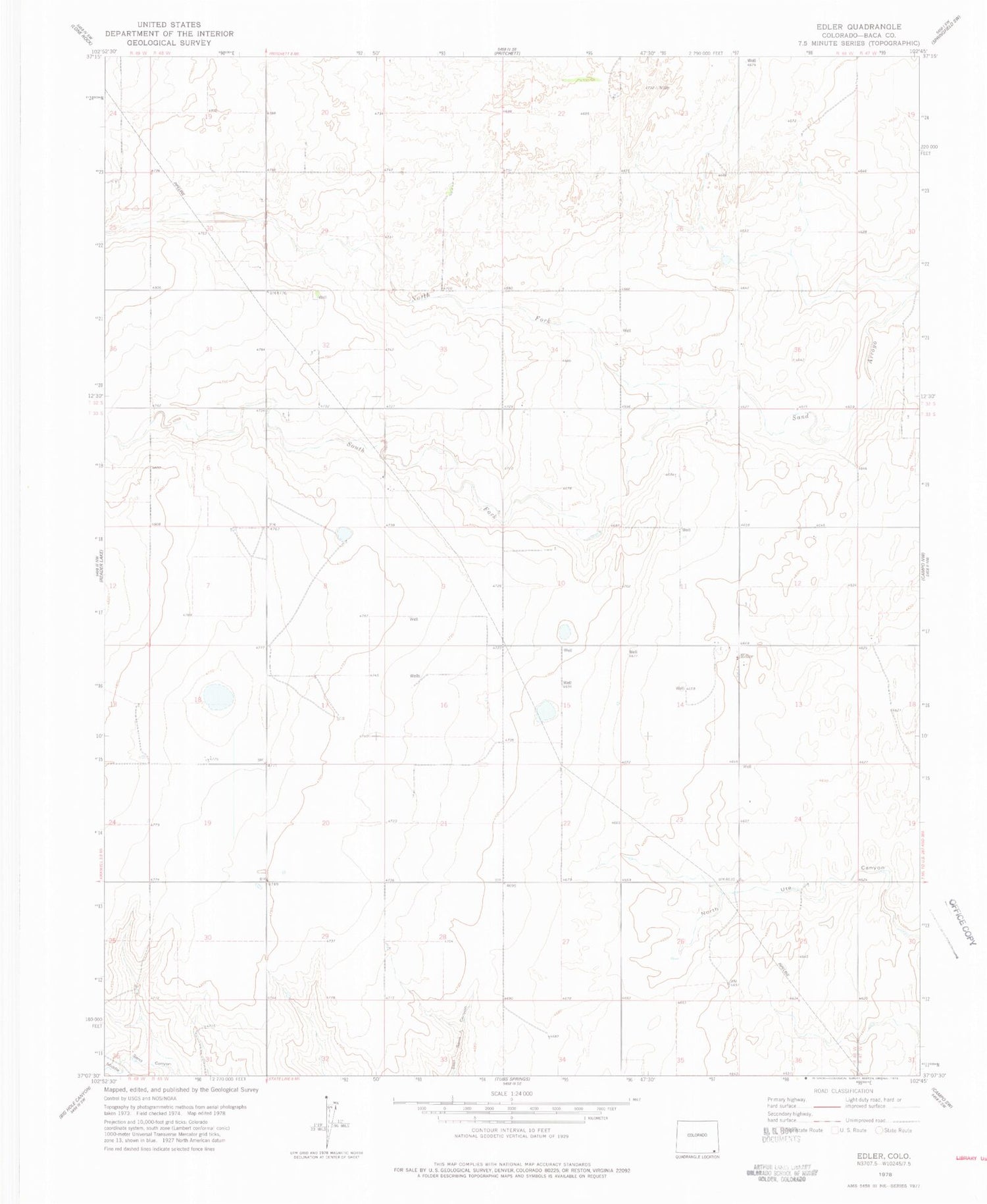 Classic USGS Edler Colorado 7.5'x7.5' Topo Map Image