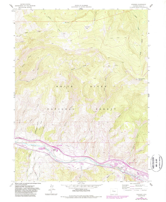 Classic USGS Edwards Colorado 7.5'x7.5' Topo Map Image