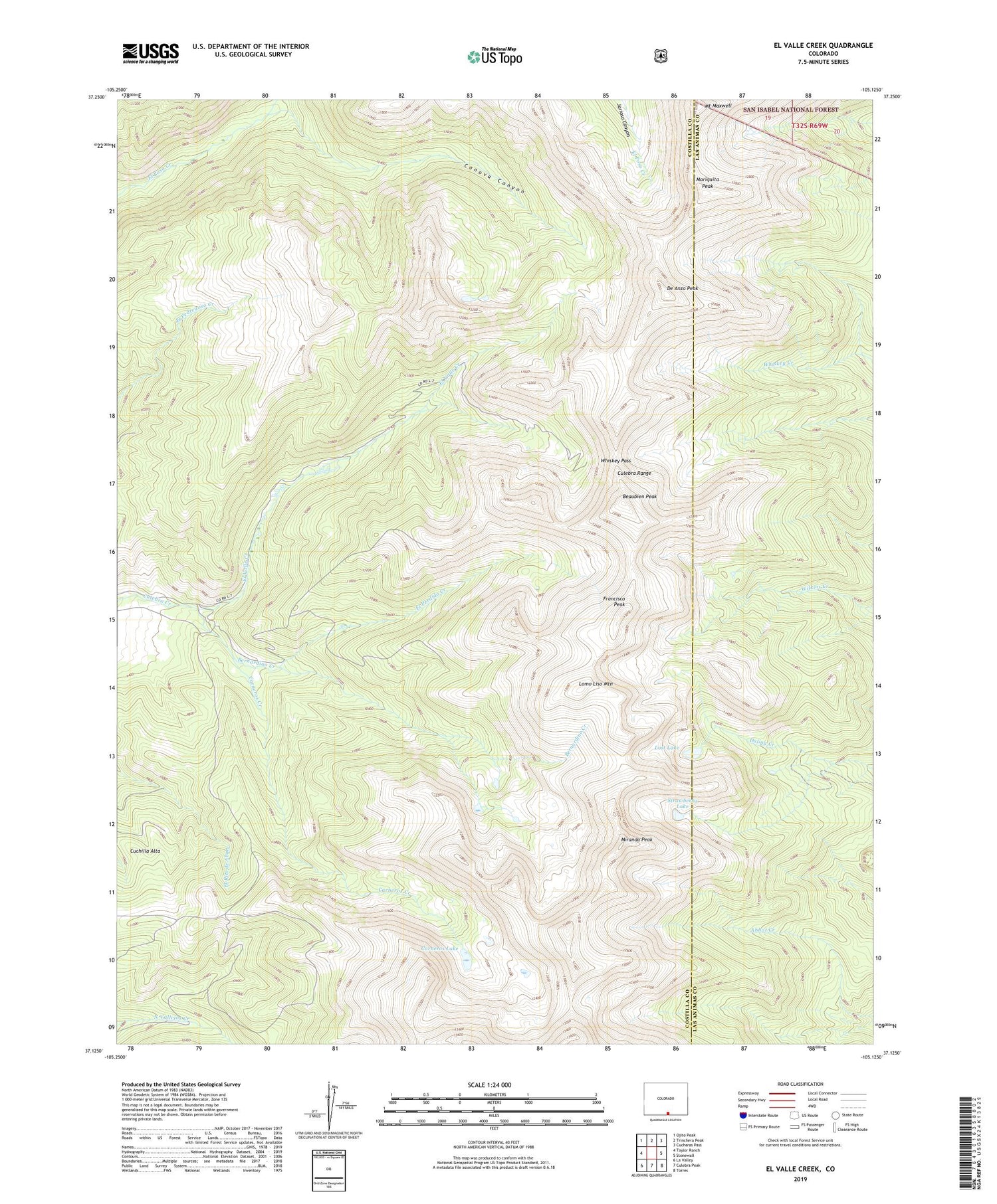 El Valle Creek Colorado US Topo Map Image
