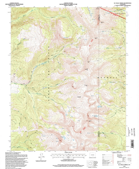 Classic USGS El Valle Creek Colorado 7.5'x7.5' Topo Map Image