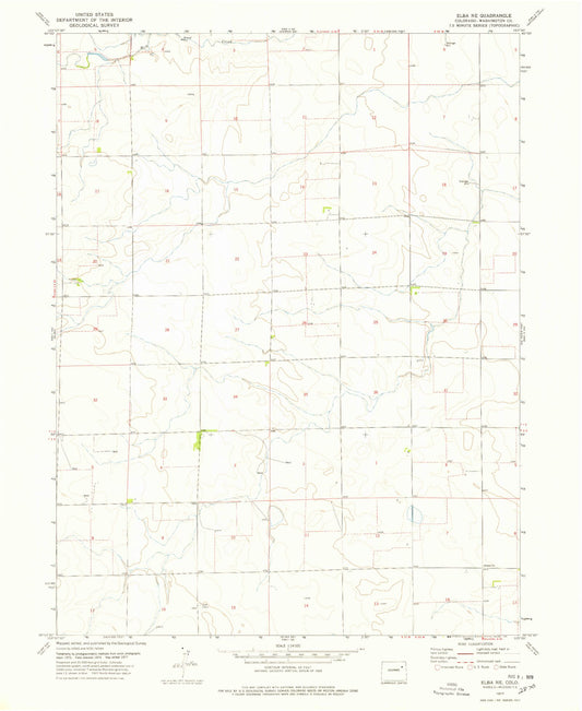 Classic USGS Elba NE Colorado 7.5'x7.5' Topo Map Image