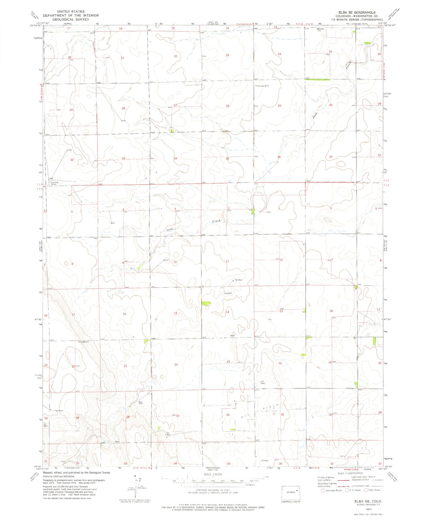 Classic USGS Elba SE Colorado 7.5'x7.5' Topo Map Image