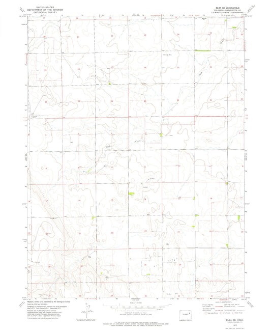 Classic USGS Elba SE Colorado 7.5'x7.5' Topo Map Image