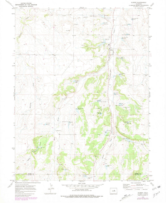 Classic USGS Elbert Colorado 7.5'x7.5' Topo Map Image