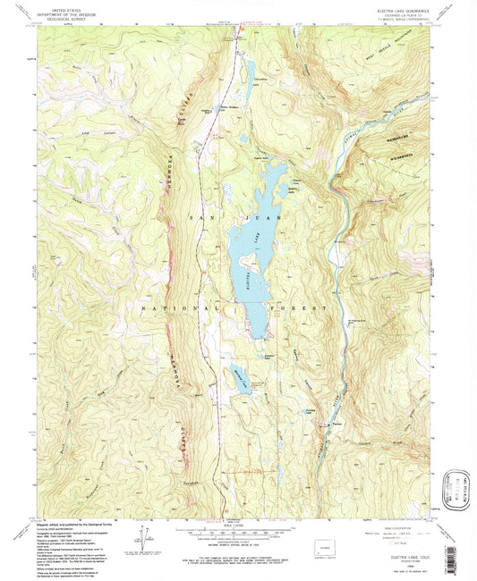 Classic USGS Electra Lake Colorado 7.5'x7.5' Topo Map Image