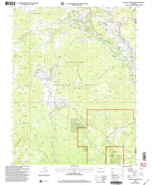 Classic USGS Electric Mountain Colorado 7.5'x7.5' Topo Map Image