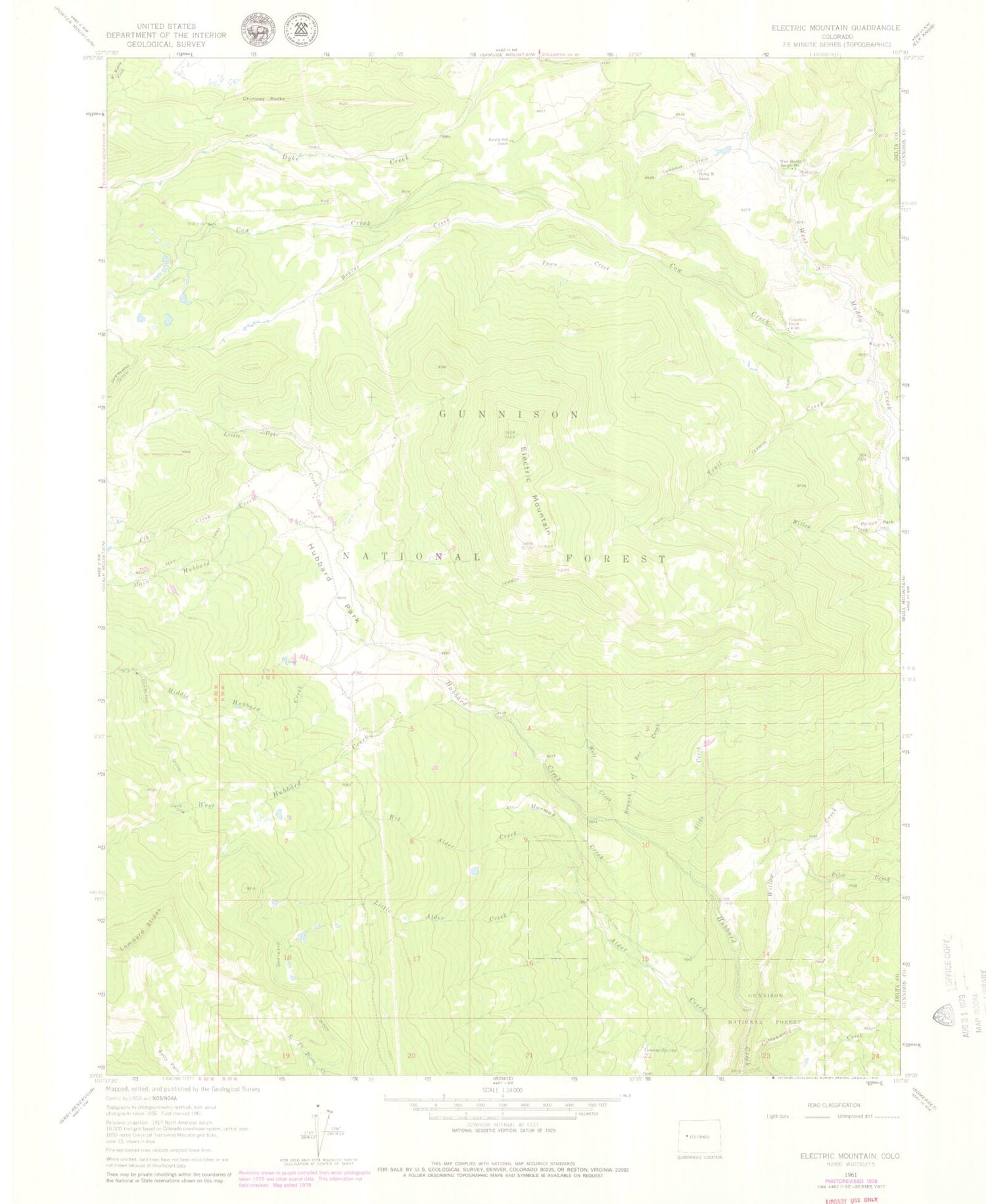 Classic USGS Electric Mountain Colorado 7.5'x7.5' Topo Map Image