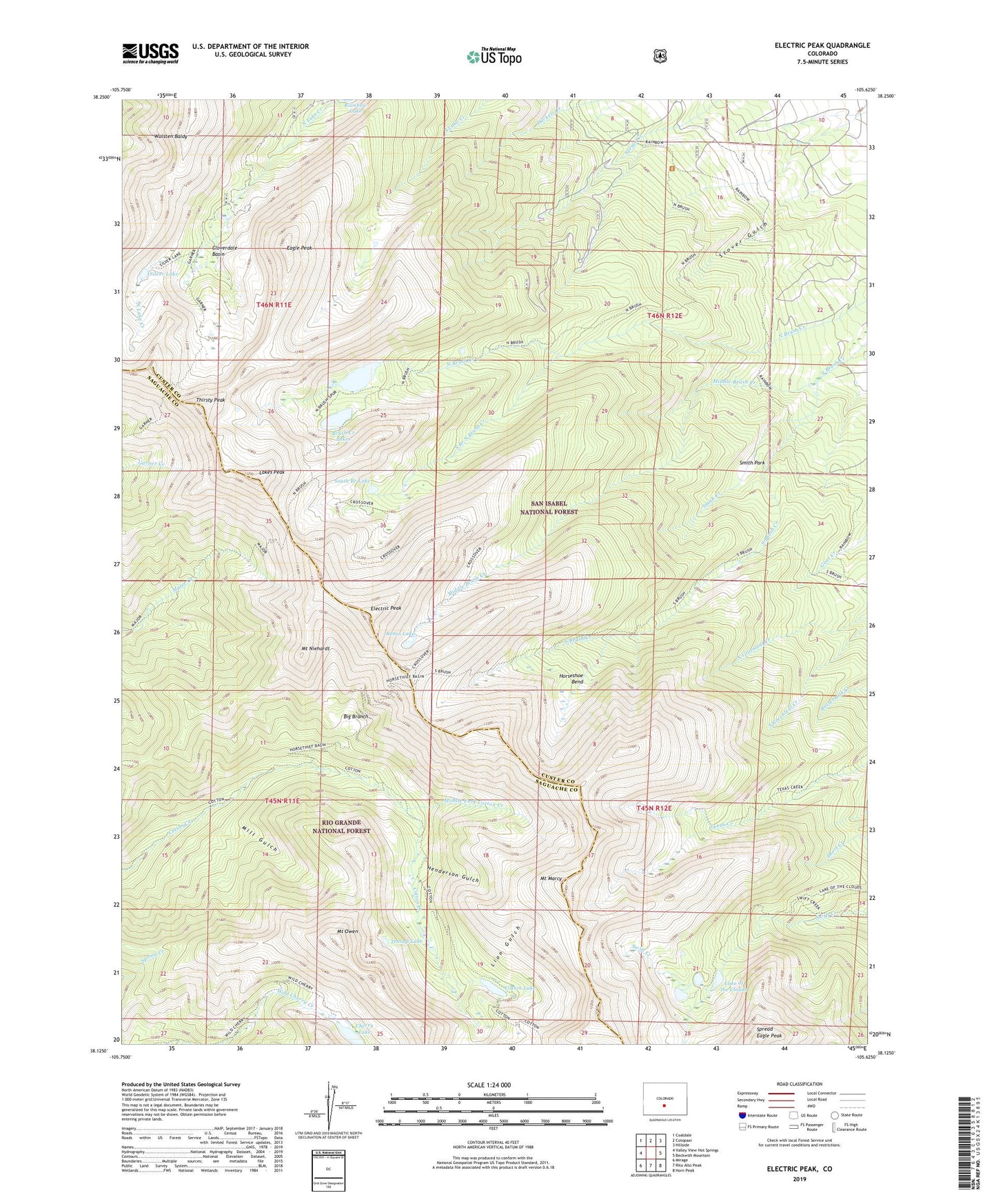 Electric Peak Colorado US Topo Map Image