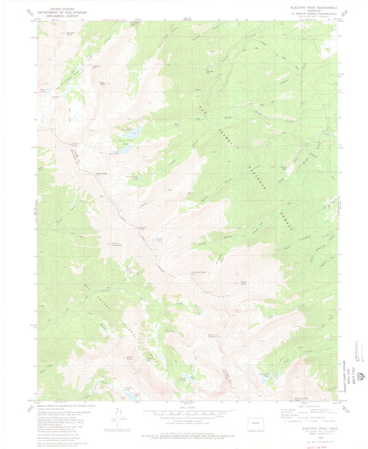 USGS Classic Electric Peak Colorado 7.5'x7.5' Topo Map Image