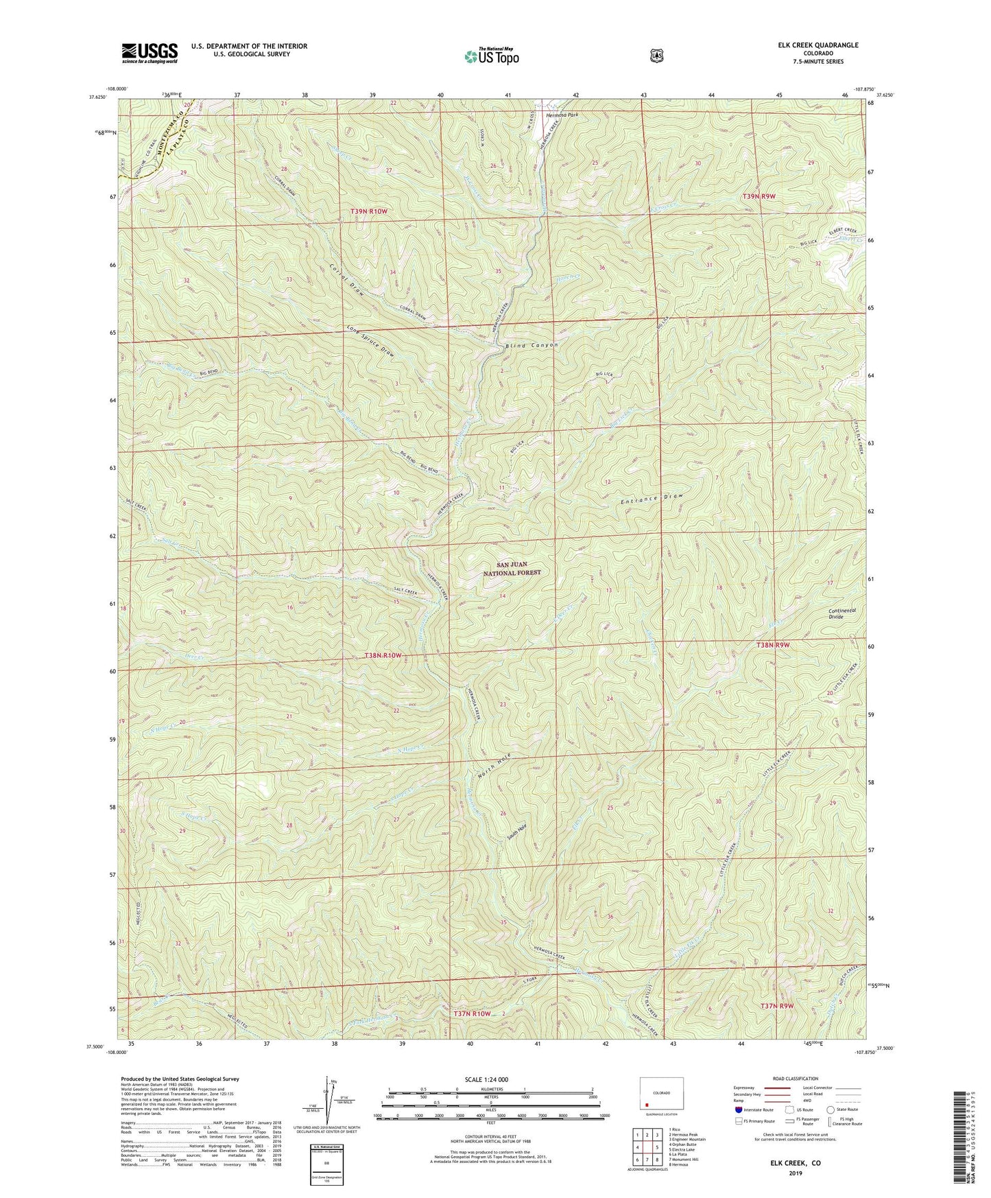 Elk Creek Colorado US Topo Map Image